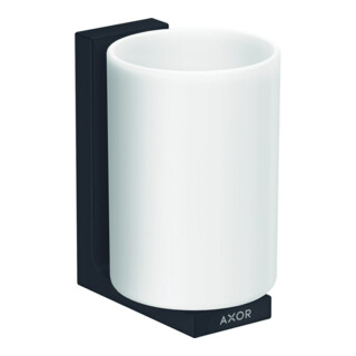 hansgrohe Gobelet à dents Axor Uni. Verre rectangulaire, montage mural, noir mat