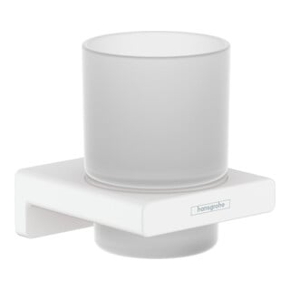 hansgrohe Gobelet AddStoris avec verre, fixation murale, métal, blanc mat