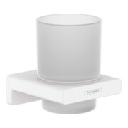hansgrohe Gobelet AddStoris avec verre, fixation murale, métal, blanc mat