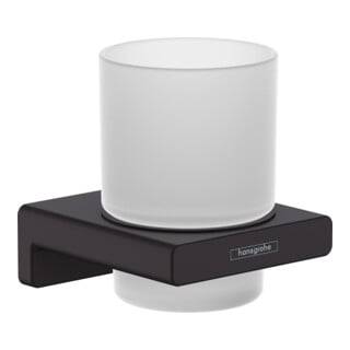hansgrohe Gobelet AddStoris m en verre, fixation murale, métal, noir mat