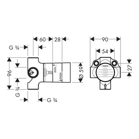 hansgrohe Grundkörper DN 20, für Quattro 4-Wege Umstellventil, Unterputz