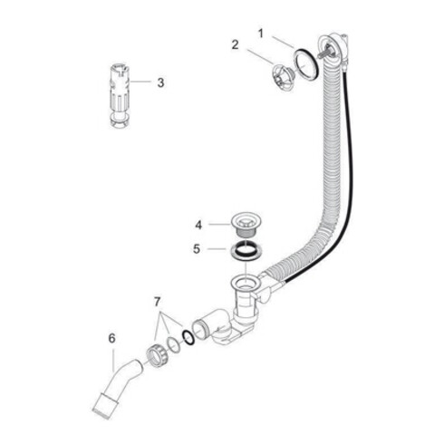 hansgrohe Grundkörper für Flexaplus Fertigset mit Ab- und Überlaufgarnitur für Sonderwannen