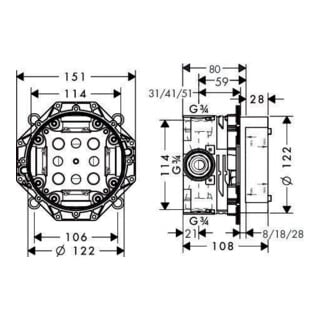 hansgrohe Grundkörper IBOX UNIVERSAL DN 15/DN 20