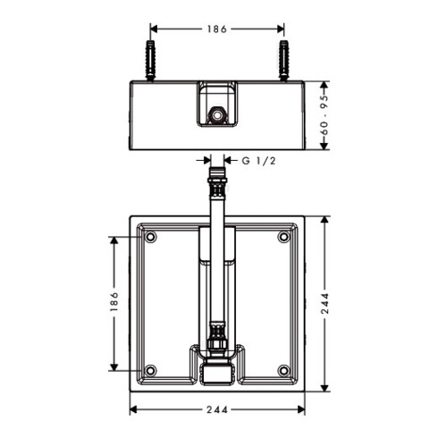 hansgrohe Grundkörper RAINDANCE DN 15, für Raindance 260 x 260 mm Air 1jet Kopfbrause