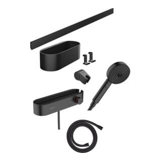 hansgrohe Handbrause Set WallStoris 105 3jet Eco, m THM, BrSt, Ac-Se, matt-sw