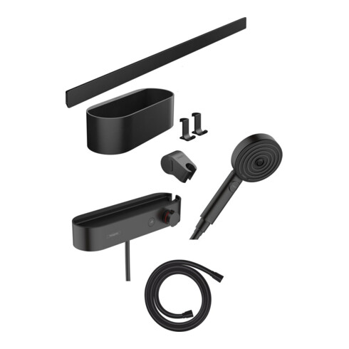 hansgrohe Handbrause Set WallStoris 105 3jet Eco, m THM, BrSt, Ac-Se, matt-sw