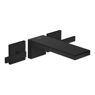 hansgrohe Kit complet Axor MyEdition Robinet lavabo 3 trous, noir mat/verre noir brillant