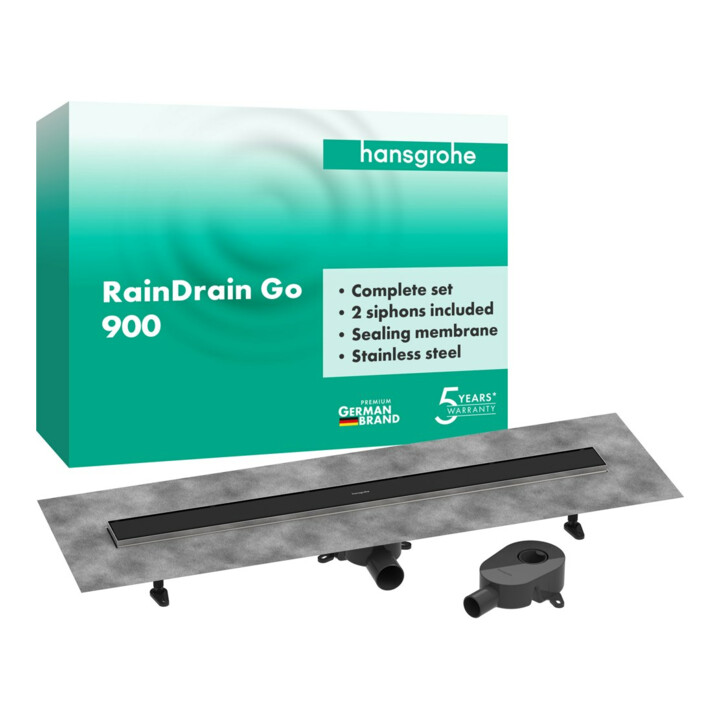 hansgrohe Kit complet DR RainDrain Go 900 évacuation arrière pose au sol/installation basse MSW