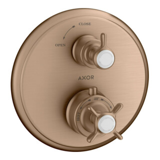 hansgrohe Kit de montage Axor Montreux encastré, avec valve d'arrêt, croix, brossé or rouge