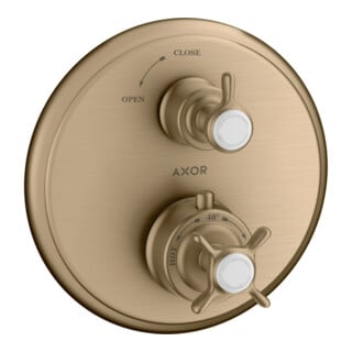 hansgrohe Kit de montage Axor Montreux UP-THM, avec robinet d'arrêt, croix, bronze brossé