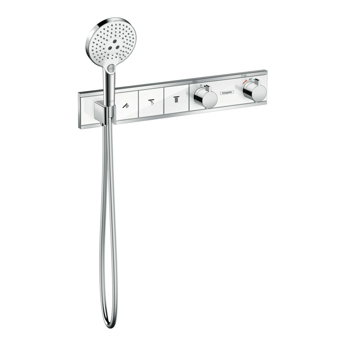hansgrohe Kit de montage complet RainSelect UP-THM, avec douchette, 3 consommations, blanc/argenté