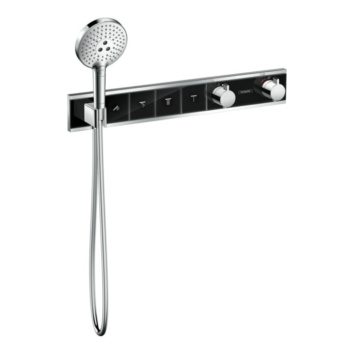 hansgrohe Kit de montage complet RainSelect UP-THM, avec douchette, 4 consommations, noir/chrome mat