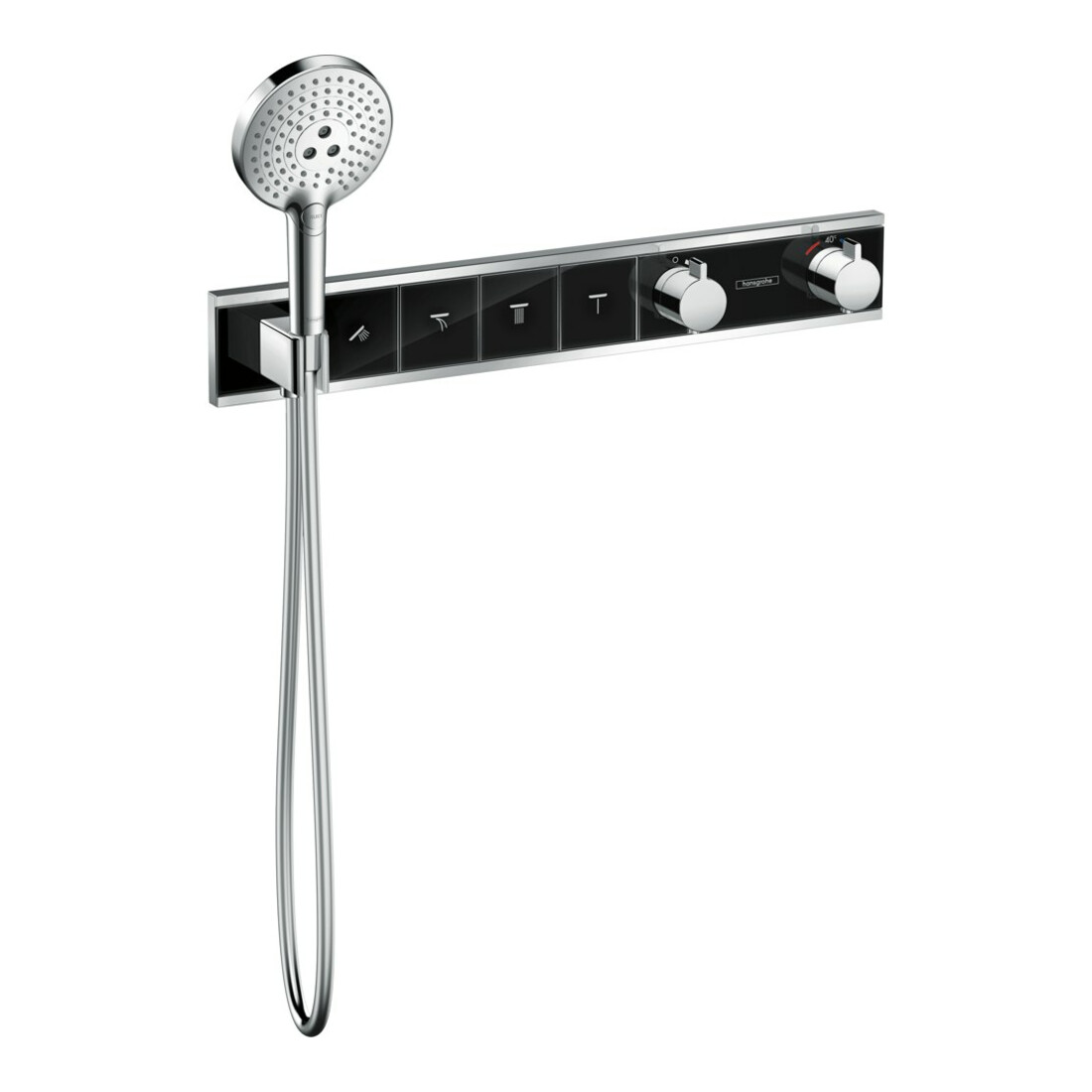 hansgrohe Kit de montage complet RainSelect UP-THM, avec douchette, 4 consommations, noir/chrome mat