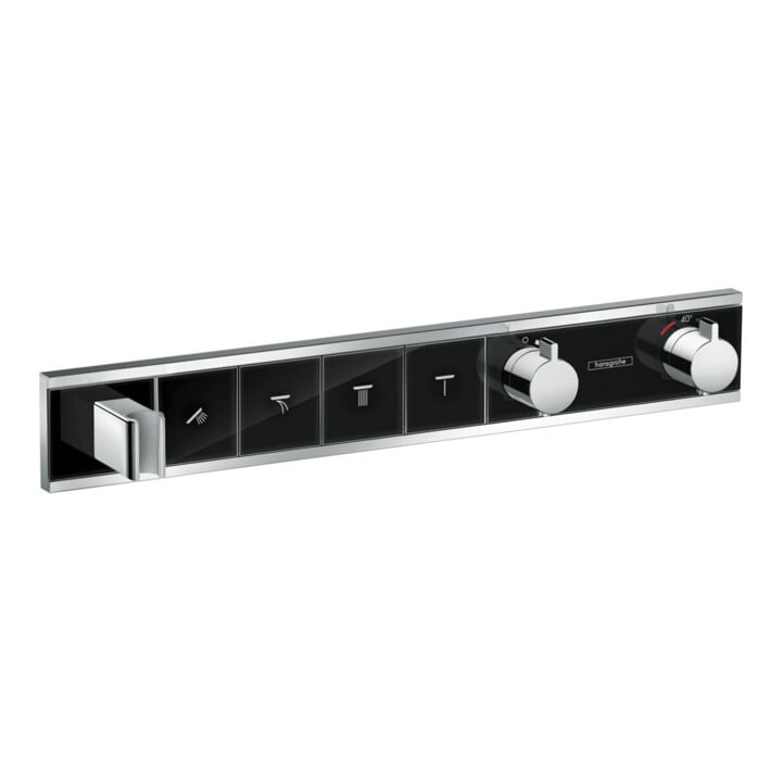 hansgrohe Kit de montage complet RainSelect UP-THM, avec douchette, 4 consommations, noir/chrome mat