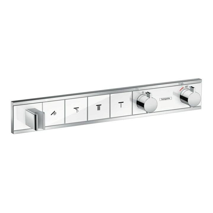 hansgrohe Kit de montage complet RainSelect UP-THM, avec douchette, 4 débits, blanc/acier inoxydable