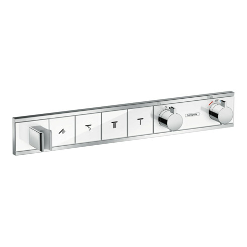 hansgrohe Kit de montage complet RainSelect UP-THM, avec douchette, 4 débits, blanc/acier inoxydable