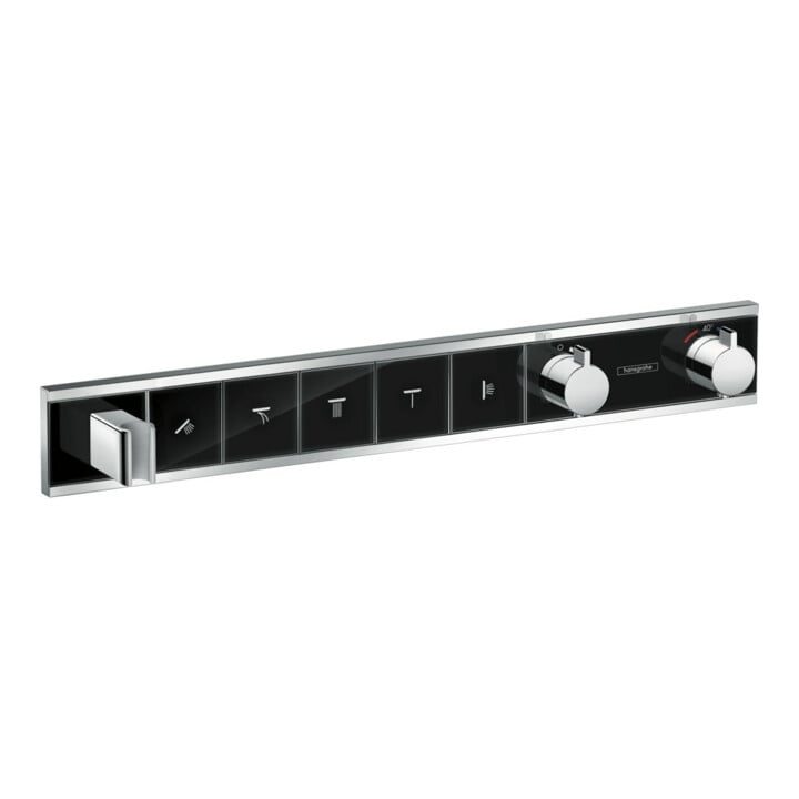 hansgrohe Kit de montage complet RainSelect UP-THM, avec tête de douche, 5 consommations, noir/chrome mat