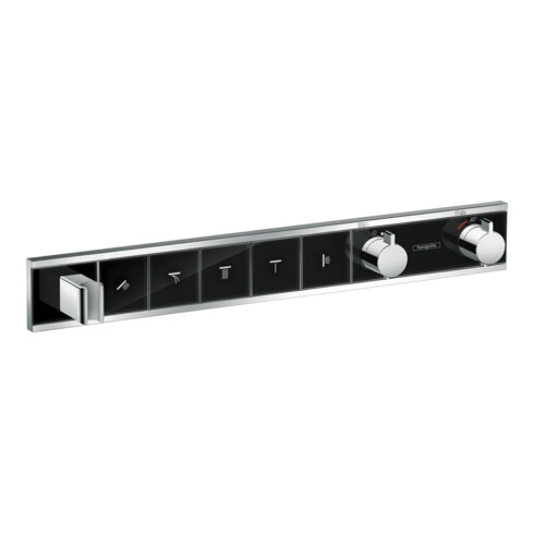 hansgrohe Kit de montage complet RainSelect UP-THM, avec tête de douche, 5 consommations, noir/chrome mat