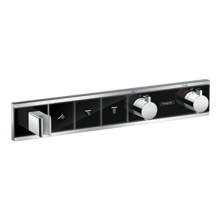 hansgrohe Kit de montage prêt à l'emploi RainSelect UP-THM, avec pommeau, 3 consommations, noir/chrome mat