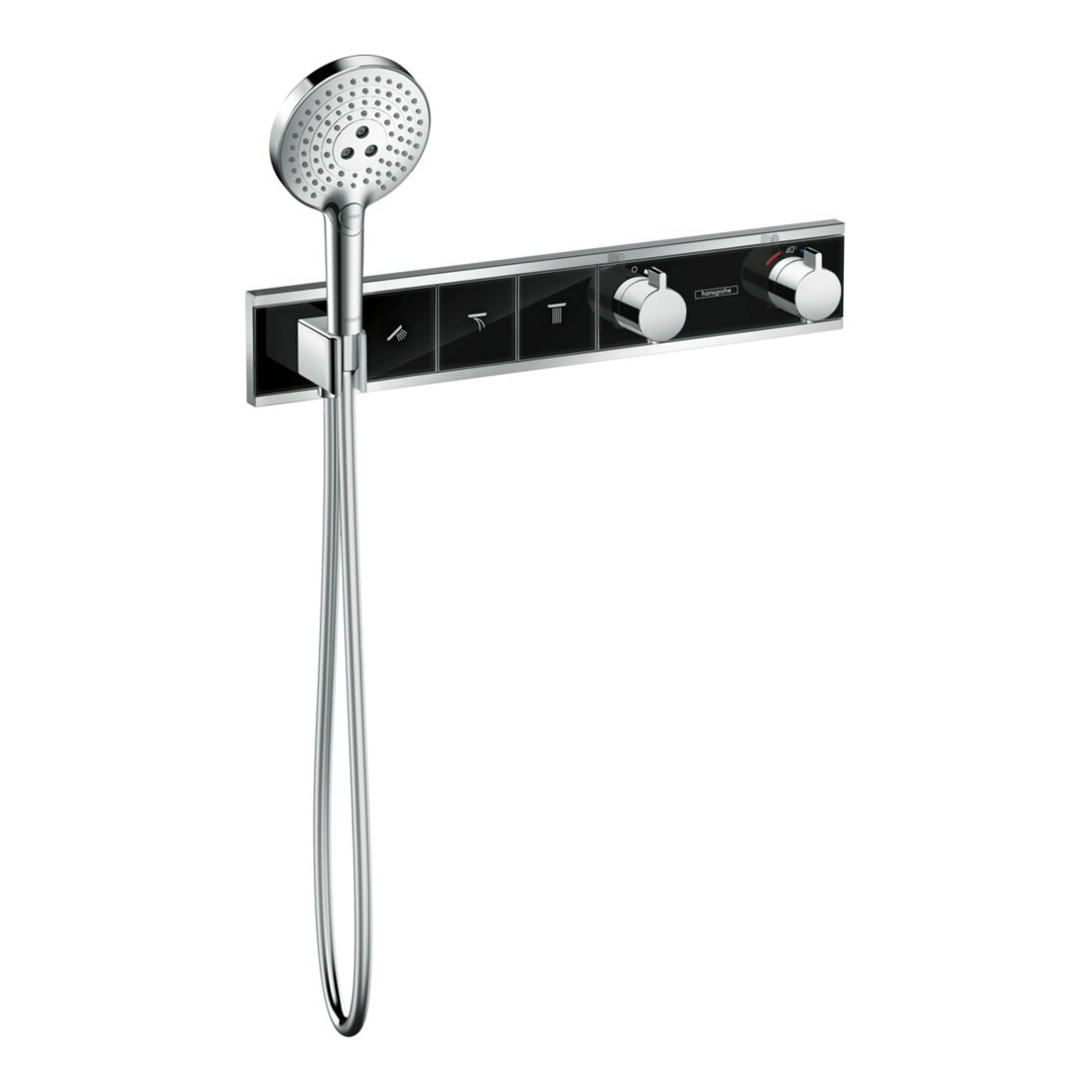 hansgrohe Kit de montage prêt à l'emploi RainSelect UP-THM, avec pommeau, 3 consommations, noir/chrome mat