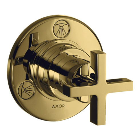 hansgrohe Kit de montage prêt à l'emploi Trio/Quattro encastré avec vanne croisée, optique or poli