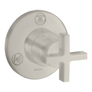 hansgrohe Kit de montage prêt à l'emploi Trio/Quattro UP-Ab- + Um-V, avec croix, aspect acier inoxydable