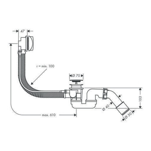 hansgrohe Komplettset mit Flexaplus Fertigset mit Ab- und Überlaufgarnitur chrom