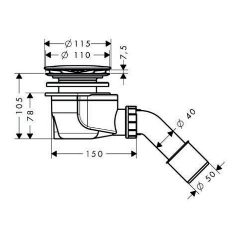 hansgrohe Komplettset mit Staro´90 Ablaufgarnitur chrom