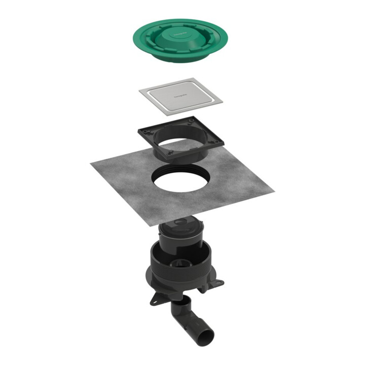 hansgrohe Komplettset Punktab.RainDrain Spot Plus 150x150 mm BST