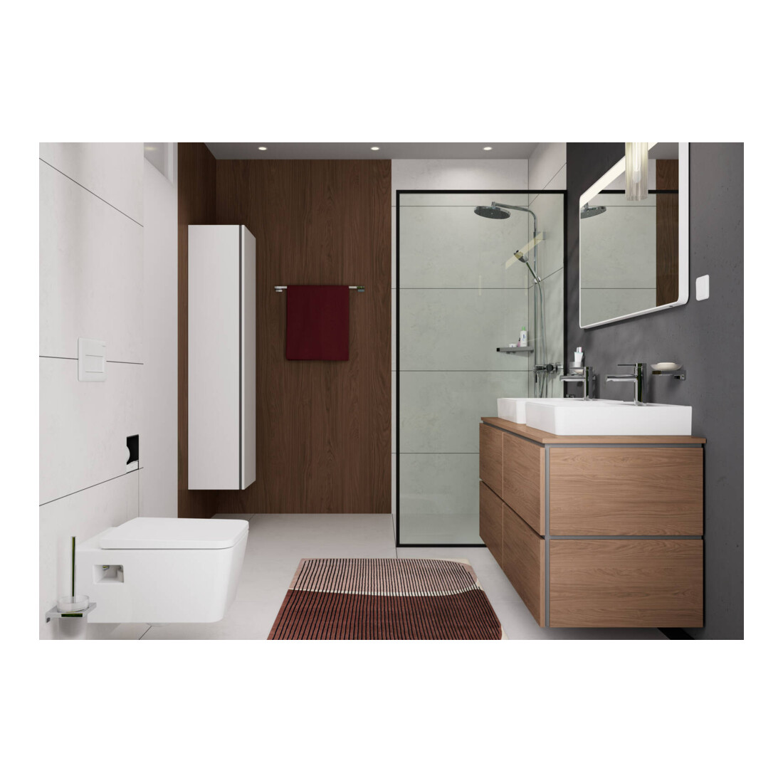 hansgrohe Konsole Xilesa E 1375x550mm, 2 Ausschn, Eiche Kaschmir