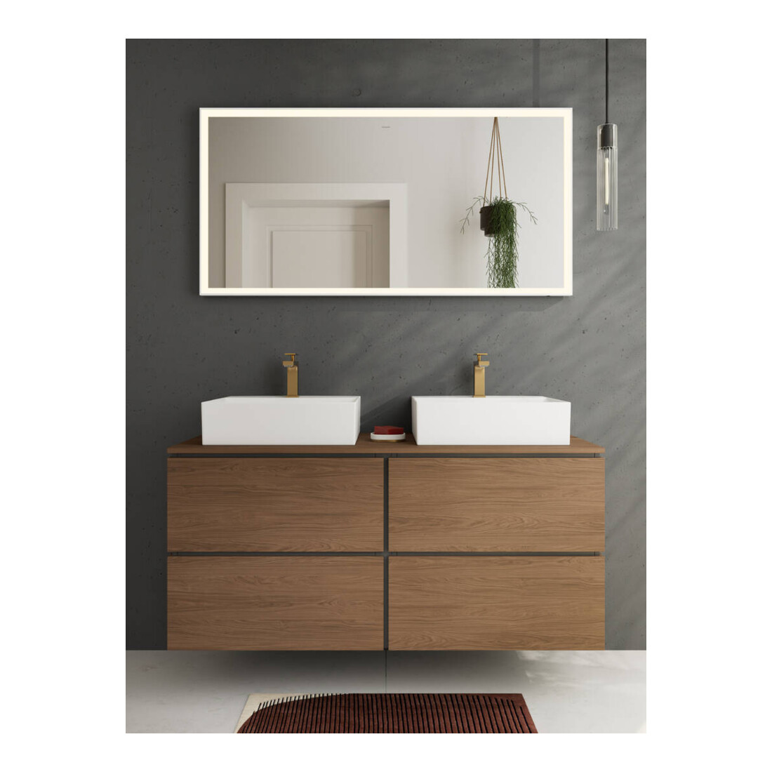 hansgrohe Konsole Xilesa E 1375x550mm, 2 Ausschn, Eiche Kaschmir