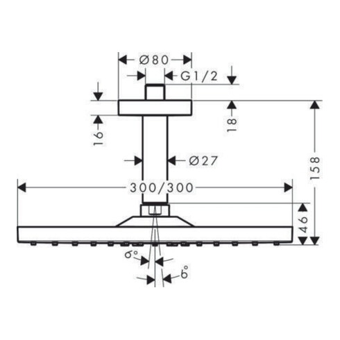 hansgrohe Kopfbrause E 300 1jet RAINDANCE 300 x 300 mm chrom 19 l/min