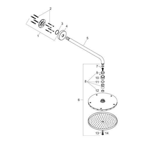 hansgrohe Kopfbrause S 240 1jet P RAINDANCE DN 15 mit Brausearm 390 mm chrom