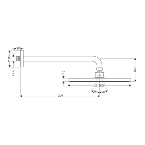 hansgrohe Kopfbrause S 300 AIR 1jet RAINDANCE DN 15, mit Brausearm 390 mm chrom