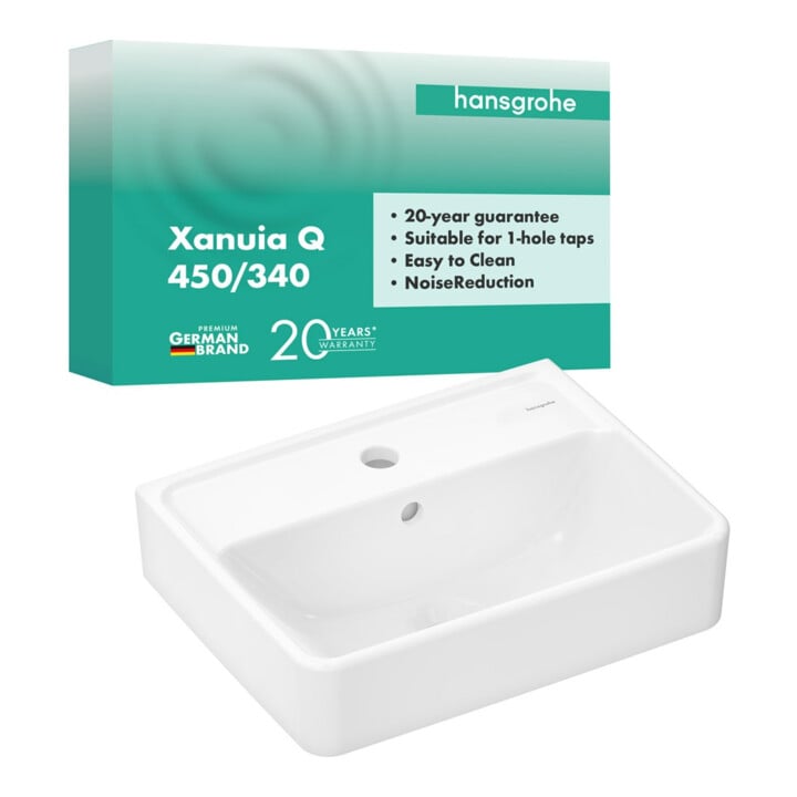 hansgrohe Lavabo à main Xanuia Q 450x340 mm avec trou de robinet et trop-plein blanc