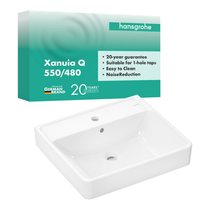 hansgrohe Lavabo Xanuia Q 550x480mm, avec trou robinet/débordement, blanc