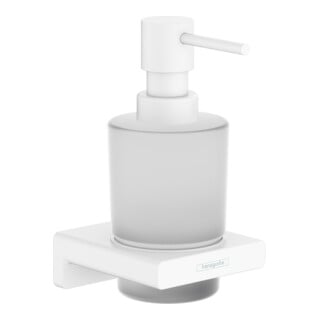 hansgrohe Lotionsspender AddStoris Wandmont., Glaseinsatz, Metall, mattweiß