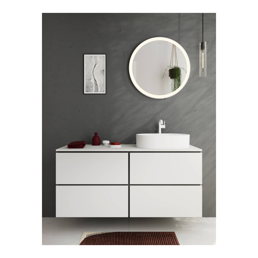 hansgrohe Meuble sous lavabo Xilesa E 1375x550mm, 4 tiroirs, avec PushOpen, blanc mat
