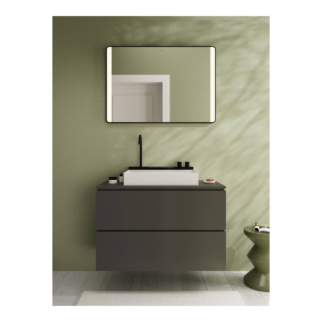 hansgrohe Meuble sous lavabo Xilesa E 2 SBK avec poussoir, 980x550mm, ardoise grise