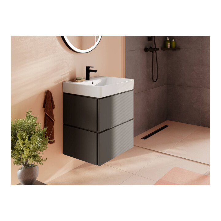 hansgrohe Meuble sous lavabo Xilesa E 580x470mm, 2 tiroirs, gris ardoise mat