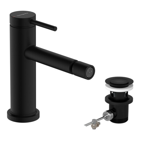 hansgrohe Mitigeur bidet monocommande Tecturis S avec vidage à tirette, noir mat