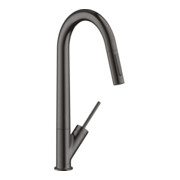hansgrohe Mitigeur de cuisine 270 Axor Starck avec douchette extractible, chrome noir brossé