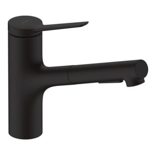 hansgrohe Mitigeur de cuisine monocommande Zesis M33, longueur de sortie jusqu'à 760 mm, noir mat