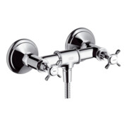 hansgrohe Mitigeur de douche à deux poignées Axor Montreux AP, 1 jet, avec poignée croix, nickel brossé