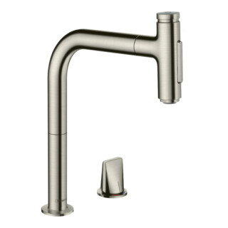 hansgrohe Mitigeur évier 2 trous 200 Metris Sel. M71 avec douchette, 2 jets, sBox, aspect inox