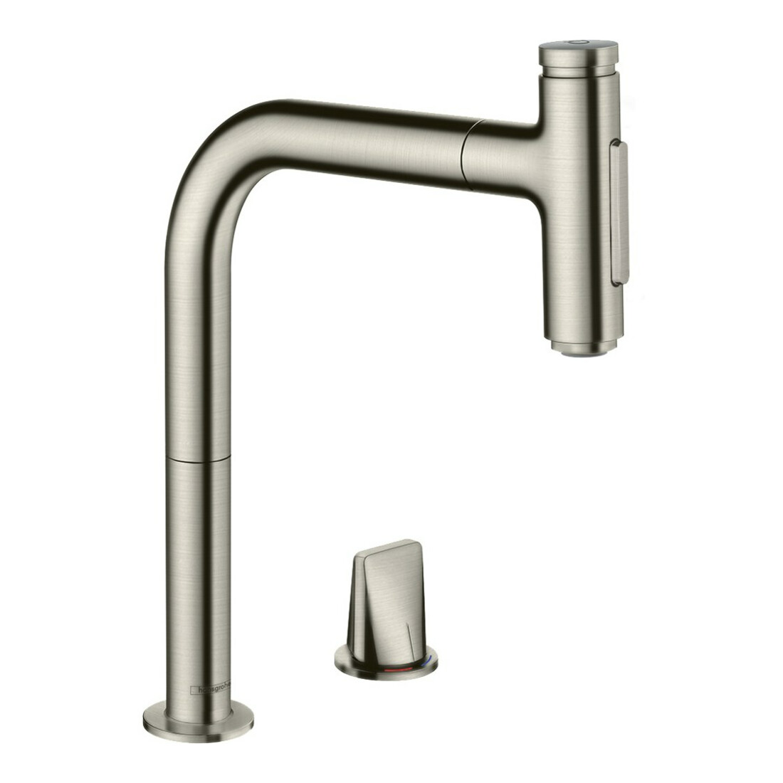 hansgrohe Mitigeur évier 2 trous 200 Metris Sel. M71 avec douchette, 2 jets, sBox, aspect inox