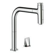 hansgrohe Mitigeur évier 2 trous 200 Metris Sel. M71 avec douchette extractible, 2 jets, chrome