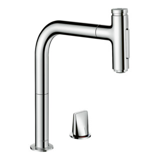 hansgrohe Mitigeur évier 2 trous 200 Metris Sel. M71 avec douchette extractible, 2 jets, sBox, chrome