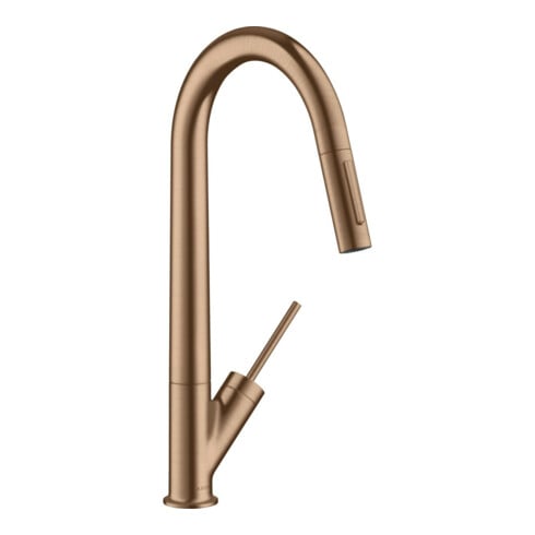 hansgrohe Mitigeur évier 270 Axor Starck avec douchette extractible, rouge or brossé
