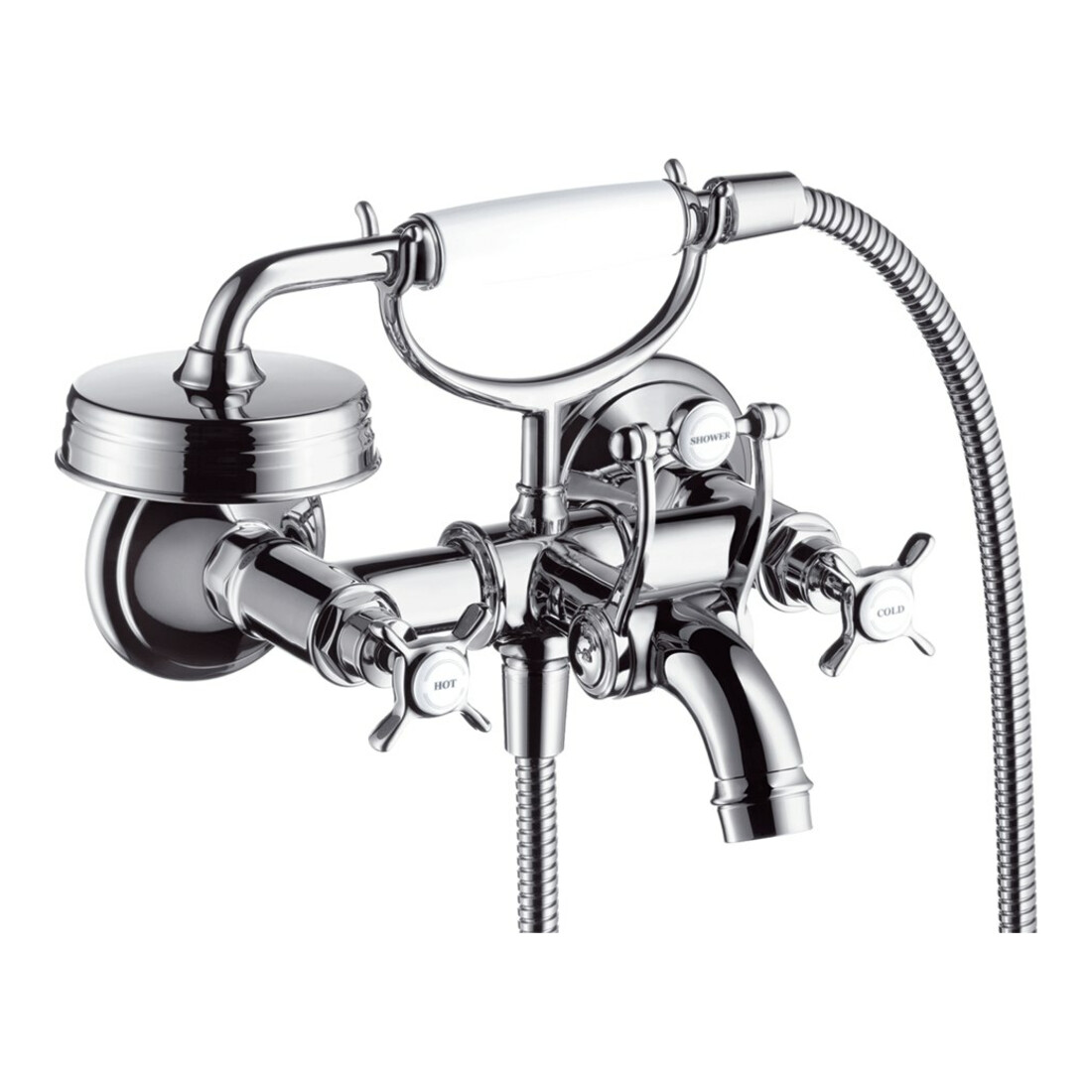 hansgrohe Mitigeur évier à deux poignées Axor Montreux AP, bec 224 mm, poignées croisées, chrome